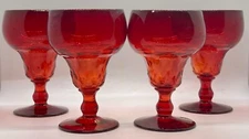 4 Fenton Ruby Red Georgian Water Dessert Champagne Goblet Glasses 5 5/8" MCM