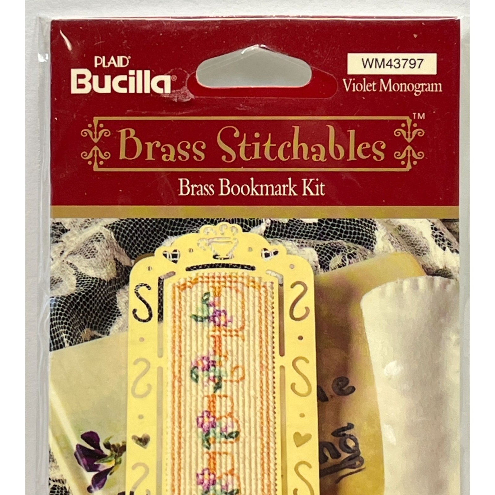 Bucilla Cross Stitch Brass Stitchables Bookmark Kit Violet Flower