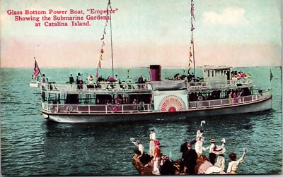 Meteor Glass Bottom Boat Emperor Submarine Gardens Catalina Island Postcard 6J