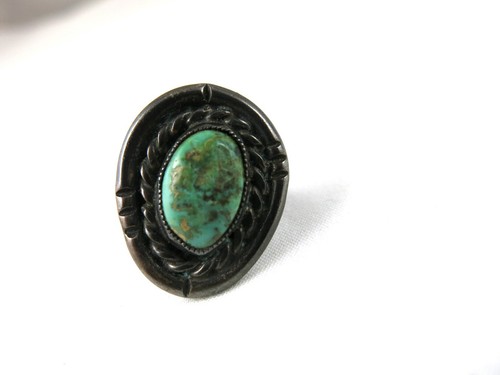 Sterling Silber Damen Indianer detailliert Türkis Ring Band Größe 4 - Bild 6 von 9