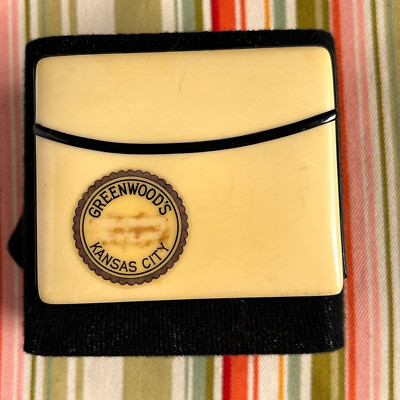 Vtg Bakelight Art Deco Calling Card Holder Advertising Greenwood's Kansas City