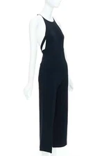 NARCISO RODRIGUEZ black side cut out halter neck wide jumpsuit IT38 XS