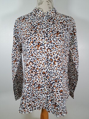 BELLA DI NOTTE Riga Print Long Sleeve Blouse Cotton Shirt BNWT Women's Size 10