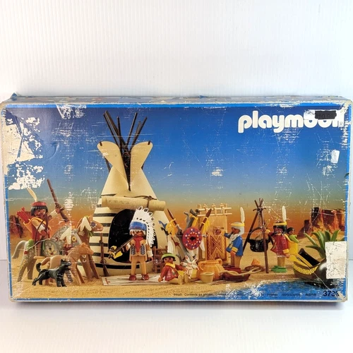 1988 Playmobil Native American Indian Village Bow Horses Tepee Lot Set 3733