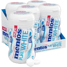 Mentos Pure White Sugar-Free Chewing Gum with Xylitol, Sweet Mint, 50 Piece Bott