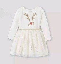 Toddler Girls Holiday Christmas Dress, Glitter Long Sleeve Tutu Dress - 12M