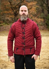 Rüstwams mit Nesteln, weinrot - schwarz; Mittelalterwams; Ritter Wams;Kostüm