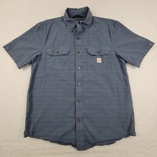 Carhartt Loose Fit Midweight Chambray Button Up Shirt Mens Medium M 104625-BLS