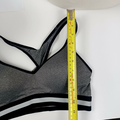 Fruit Of The Loom Sports Bra 34 Black Gray Racerback V-Neck -Lined -Stretch - Picture 10 of 13