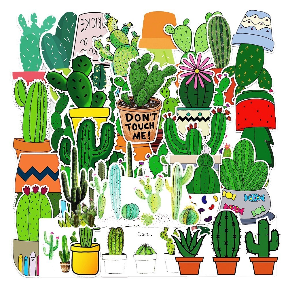 50Pcs Cactus Aesthetic Stickers Pack Laptop Skateboard Fridge Mug Phone