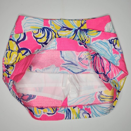 Gonna donna Lilly Pulitzer Skort taglia 2 rosa blu giallo con zip - Foto 2 di 8