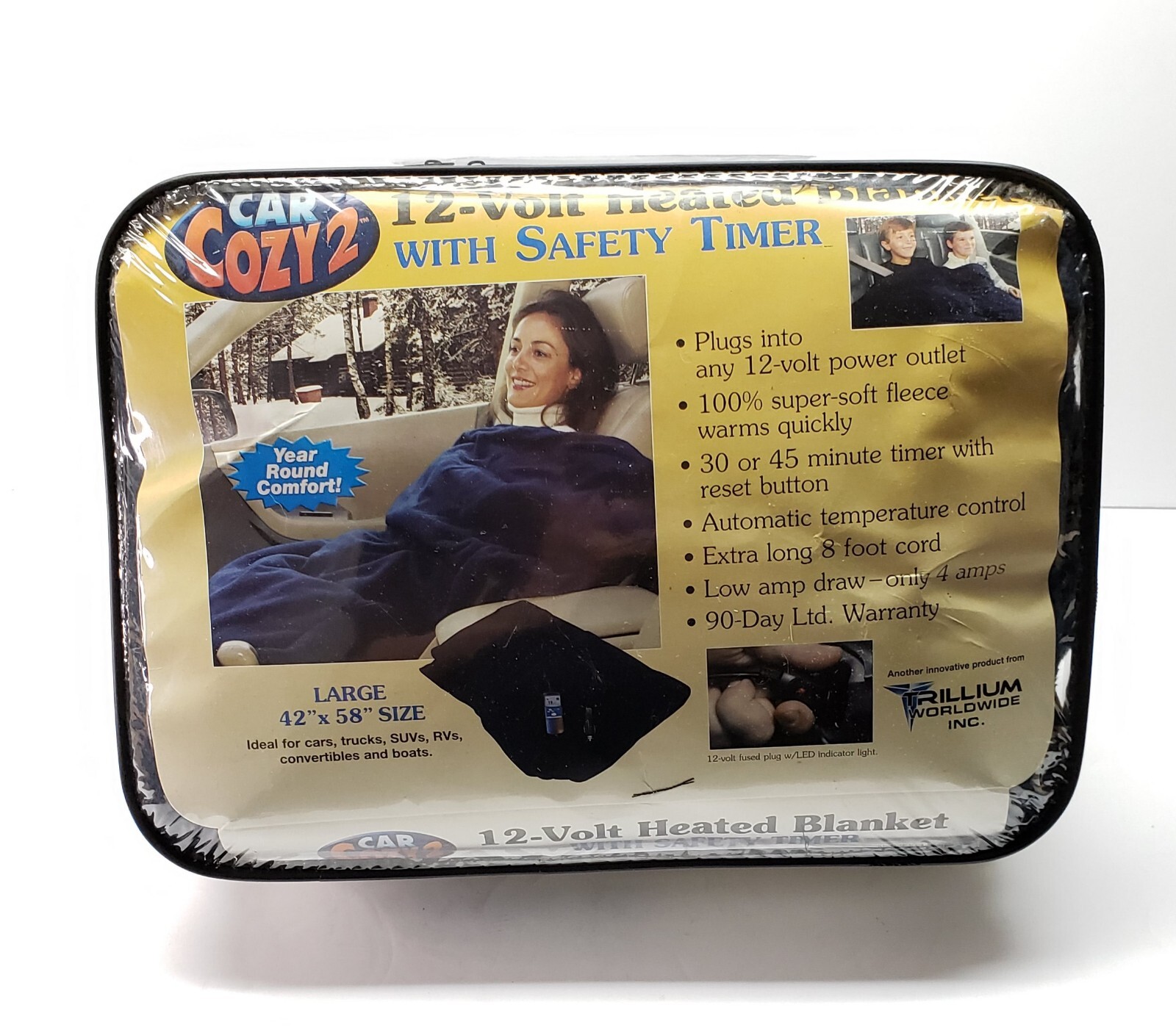 Car Cozy 2 12-Volt Heated Travel Blanket Black 42u0026#034; x 58u0026#034; Fleece  Safety Timer new | eBay