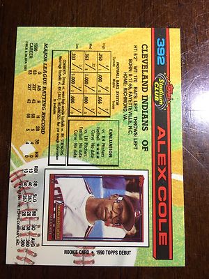 1991 Topps Stadium Club TSC ERROR Card Alex Cole & Otis Nixon #392