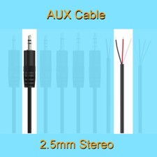 1pc 25cm Audio Aux Cord 2.5mm Stereo Male Plug 3pin Wire DIY Pigtail Cable Black