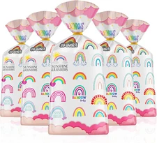 50 PCS Rainbow Party Favor Bags - Colorful Cloud and Rainbow Goodie Bags, Plasti