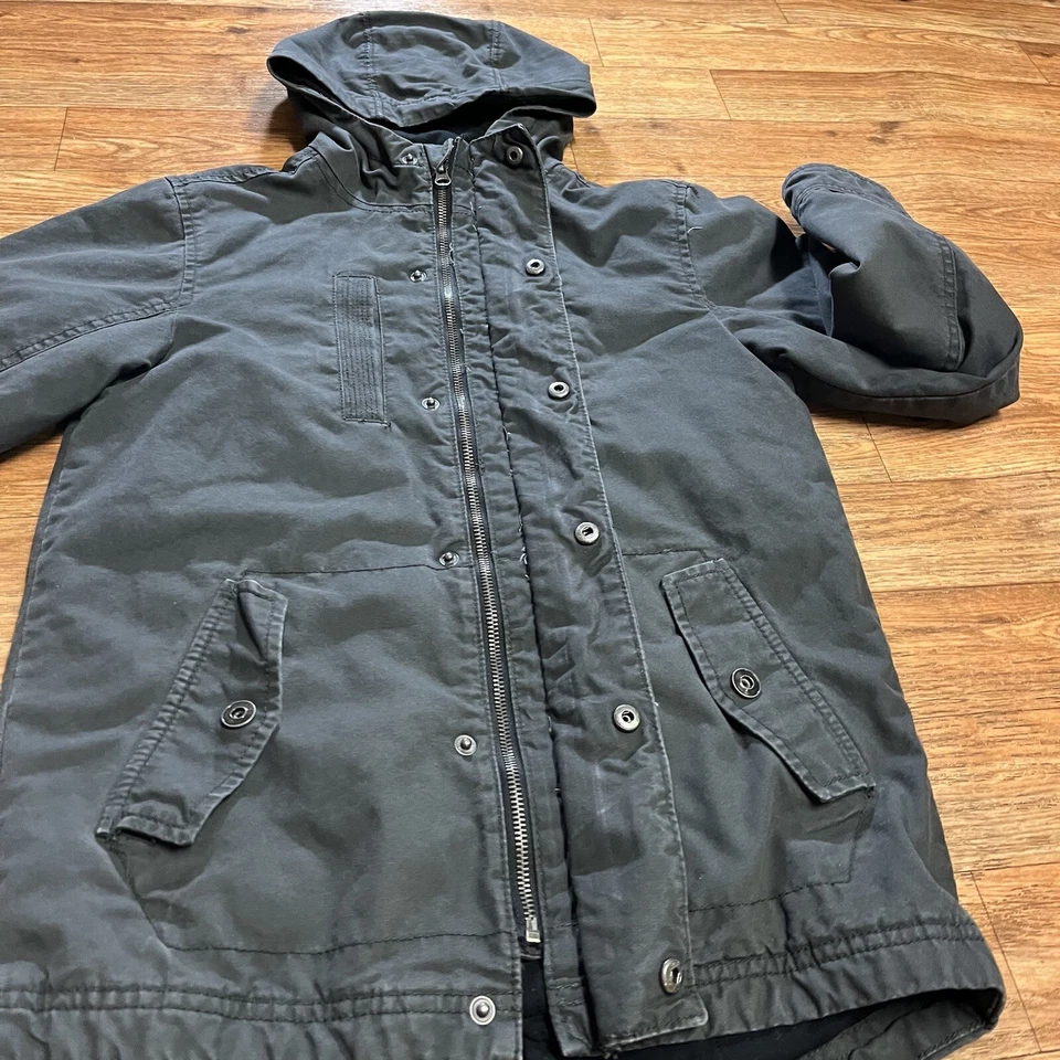 Antigua Sudadera con Capucha Azul Marino Niños Mediana Negra Chaqueta Cremallera Completa Sudadera Manga Larga Foto 4 de 4