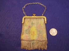 2 of 3, VTG ANTIQUE "MESH" STYLE COIN PURSE, PAINTED SIDES, PRE WWII GERMANY
