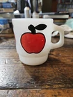 Vintage Anchor Hocking Fire King Apple Mug Milk Glass Glassware USA 3.5" x 3"