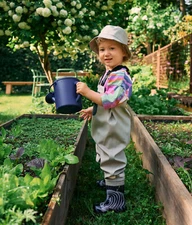 Children Kids Toddlers Waterproof Chest Waders Pocket and Bag (1.5-9 yrs old)