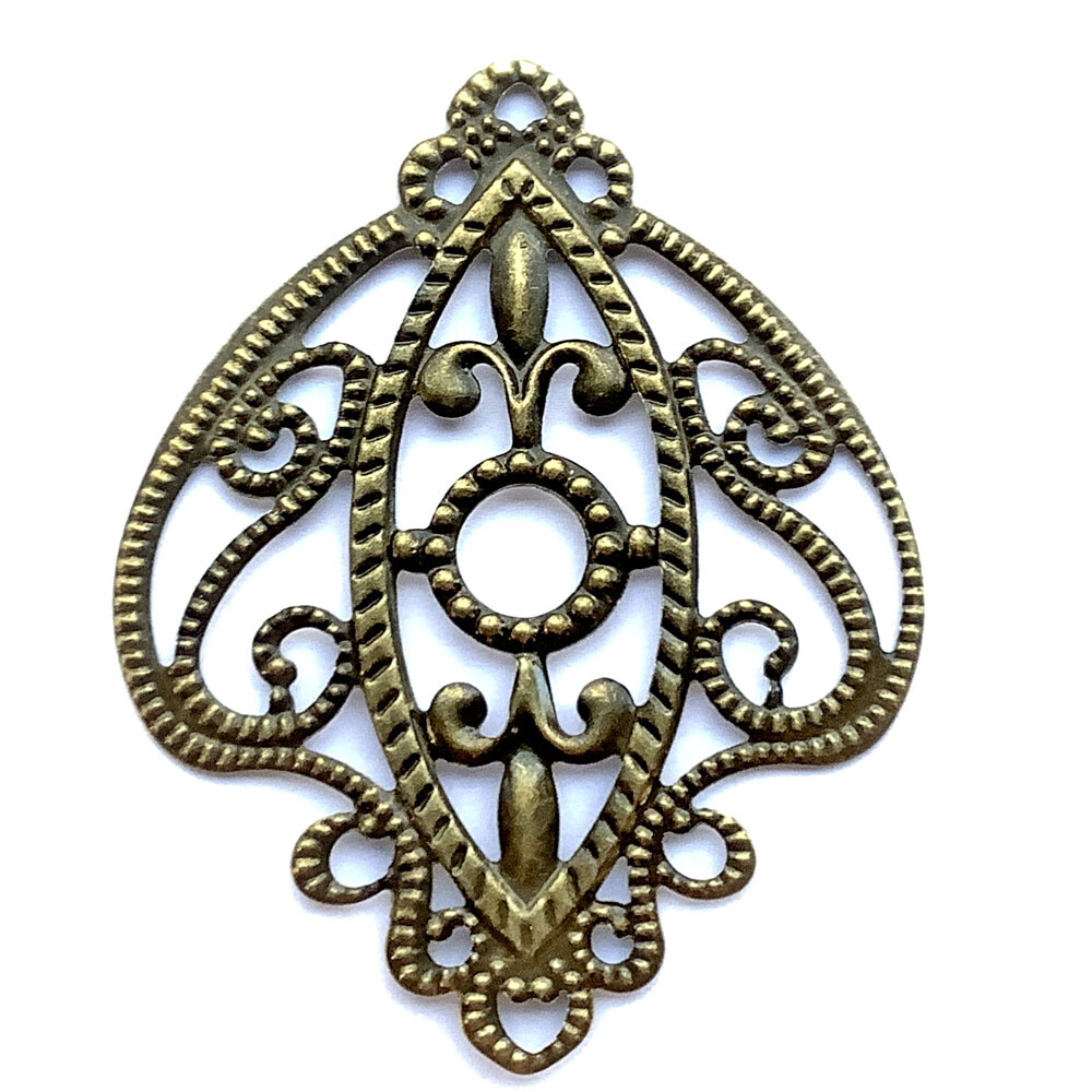 Antique Brass Plated Iron Alloy 66x53mm Baroque Flourish Filigrees Q20