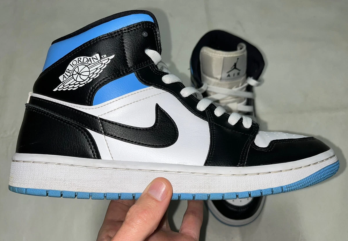 women's air jordan 1 mid white university blue black