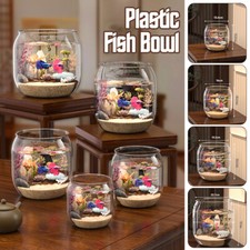 Plastic Round Fish Bowl Transparent Fish Tank Desktop Clear Aquarium Fishs Box