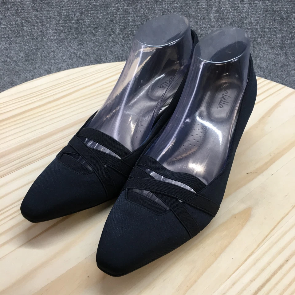 Zapatos de salón Abella para mujer 9,5 informales sin cordones punta gatito tela azul Foto 3 de 4