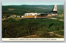 Wein Alaska Airlines Fairchild F27-A Prop Jet Aviation Airplane Promo Postcard