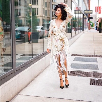 fringe wrap dress
