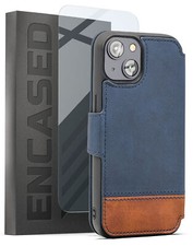 iPhone 14 Wallet Case with Card Holder, Folio Flip Kickstand Case - Brown