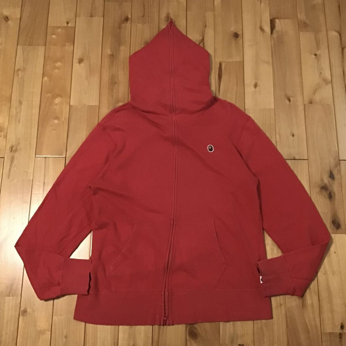 BAPE College logo full zip hoodie Red A Bathing Ape Size XL