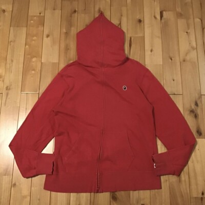 BAPE College logo full zip hoodie Red A Bathing Ape Size XL | eBay