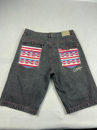 Vintage Coogi Jean Shorts Mens 40 Gray Jorts Aztec Y2K Skater Baggy Embroidered