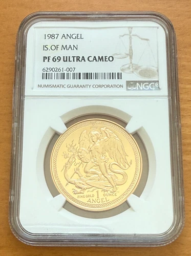 Isle of Man 1987 Gold 1 oz 1 Angel NGC PF69UC