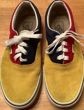 VANS ERA COLOR BLOCK YELLOW ,RED ,WHT ,BLACK SUEDE CANVAS MN'S 5.5 WMS 7