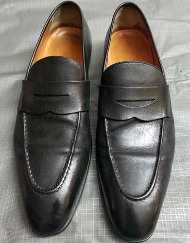 Santoni Gannon Black Leather Penny 