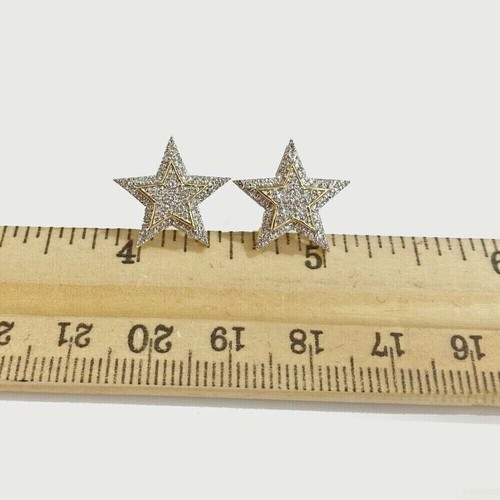 14k Yellow Gold Plated 1.50Ct Round Lab Created Diamond Star Shape Stud Earrings
