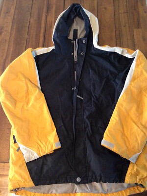Helly Hansen Coat Mens Large Helly Tech Colorblock Hooded Ski Jacket Yellow