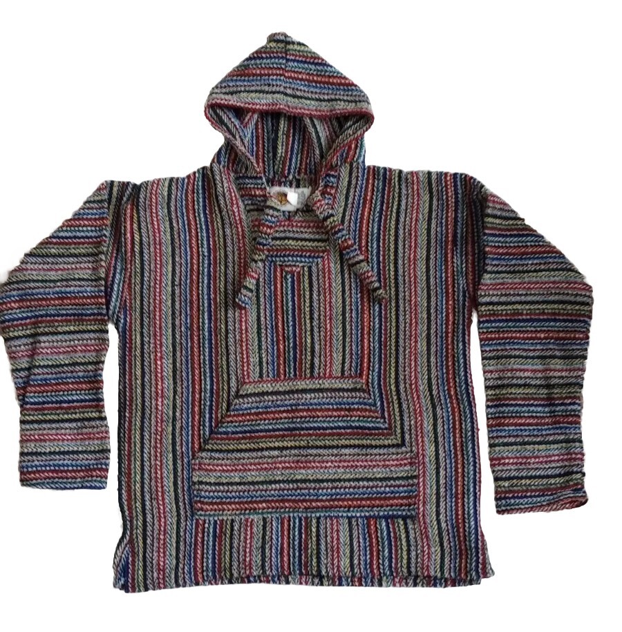 Vintage 90s Earth Ragz Rainbow Colored Adult Small Baja Hoodie