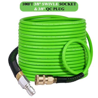 Super Flexible High Pressure Washer Hose 1/4'' 3/8 Inch Swivle Quick Connect 100'