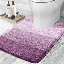 OLANLY Luxury Toilet Rugs U-Shaped 24" x 20" Rug, Pinkish-purple 