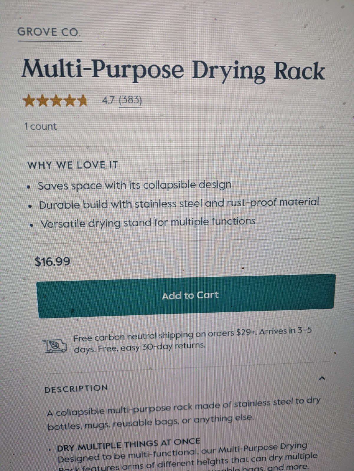 Grove Co Multi-purpose Drying Racks 6 Pack