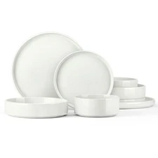 Stoneware Dinnerware Sets for 2, Speckled Plates and Bowls, 8 Pieces Ceramic ...