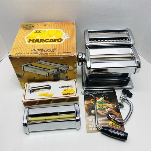 Vtg Marcato OMC Atlas Model 150 Pasta Noodle Maker Machine + Pappardelle 50mm