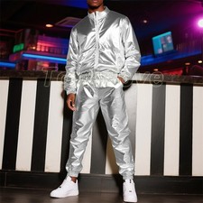 Men's Metallic Jacket and Pants Set Jacket Costume for Men Disco Cosplay Party