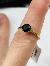 TJC gilded silver and black spinel solitaire ring UK size P new with tag 