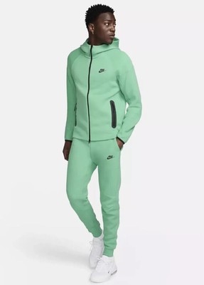 nike tech fleece tracksuit green and white