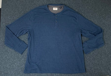 Wrangler Men's Long Sleeve Navy Blue Henley Shirt Size 2XL