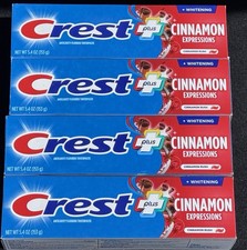 LOT OF 4 NEW CREST Plus Whitening Cinnamon Rush Expressions Toothpaste 5.4 oz