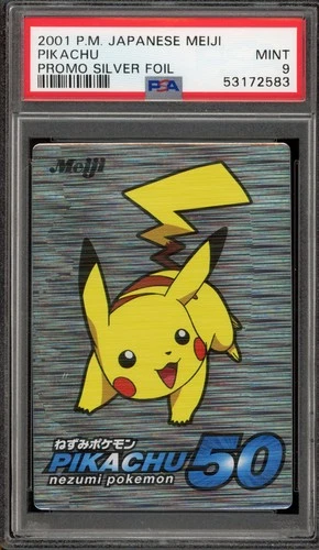Pokemon Pikachu Meiji Japanese Silver Foil Promo PSA 9 Mint
